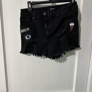 Black shorts with patches